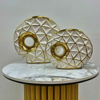 Jarrón redondo blanco/dorado Ref. 2060