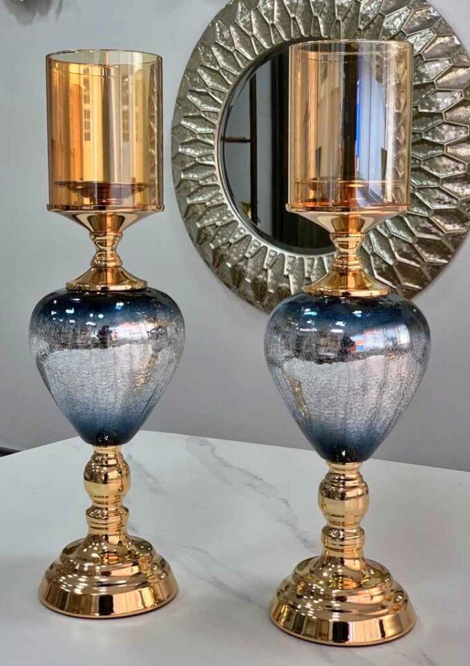 Set Candelabros Azul Craquelada Ref. 1866