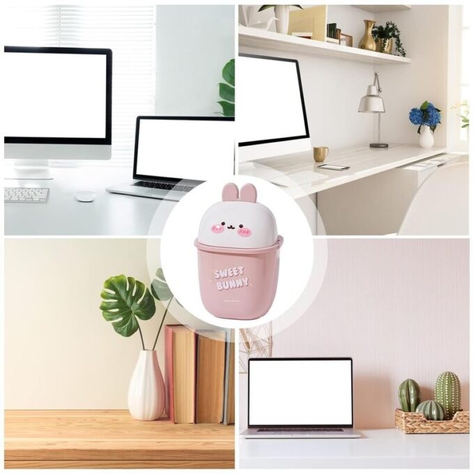 Mini basurera de escritorio con tapa decorativo cubo de almacenamiento FK23D-220