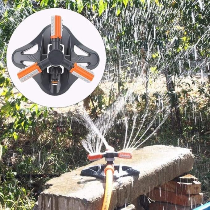 Aspersor rociador de riego 360 rotacion automatica de jardin gris naranja FK23D-181