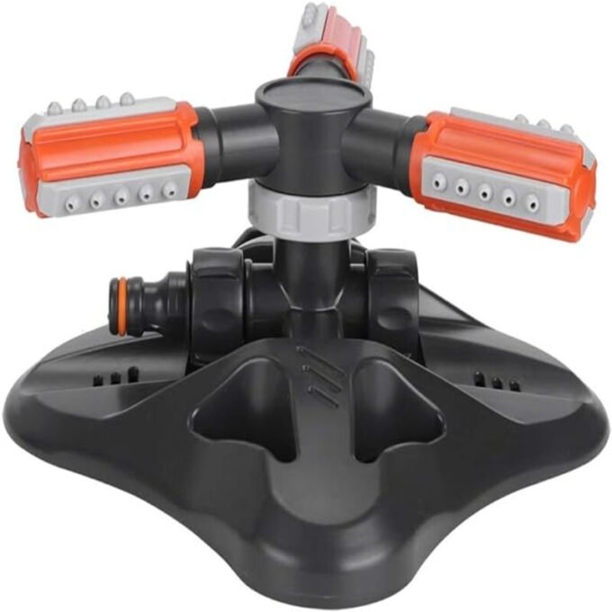 Aspersor rociador de riego 360 rotacion automatica de jardin gris naranja FK23D-181