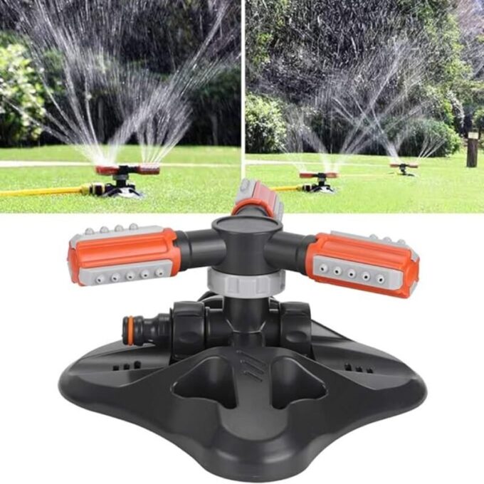 Aspersor rociador de riego 360 rotacion automatica de jardin gris naranja FK23D-181