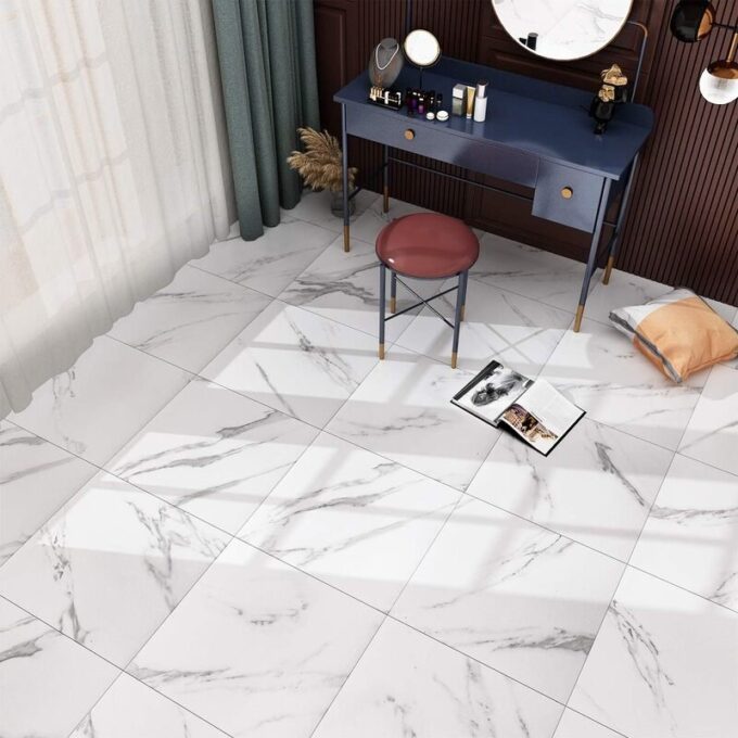 Azulejo adhesivo 60 x 60 blanco marmolizado pegatina decorativa FK23D-251