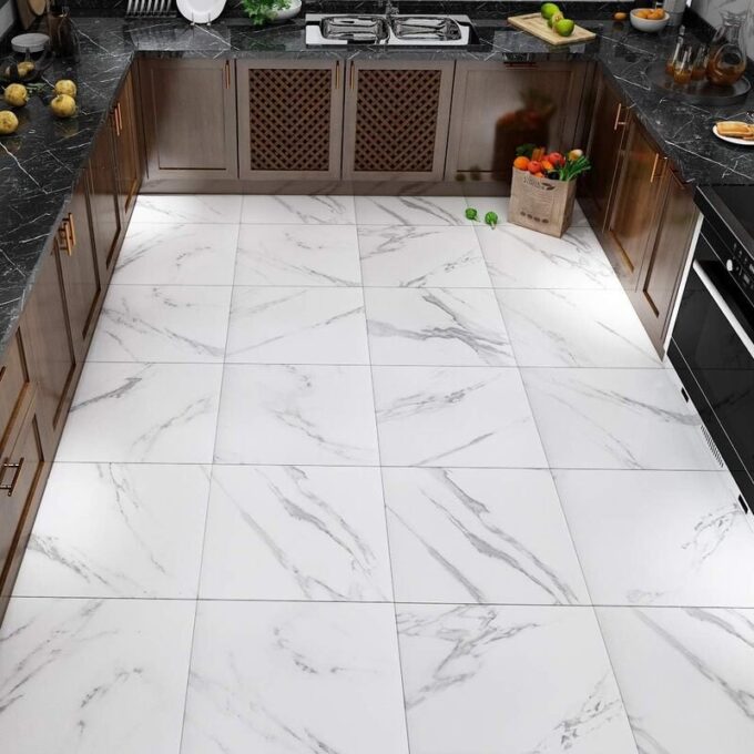 Azulejo adhesivo 60 x 60 blanco marmolizado pegatina decorativa FK23D-251