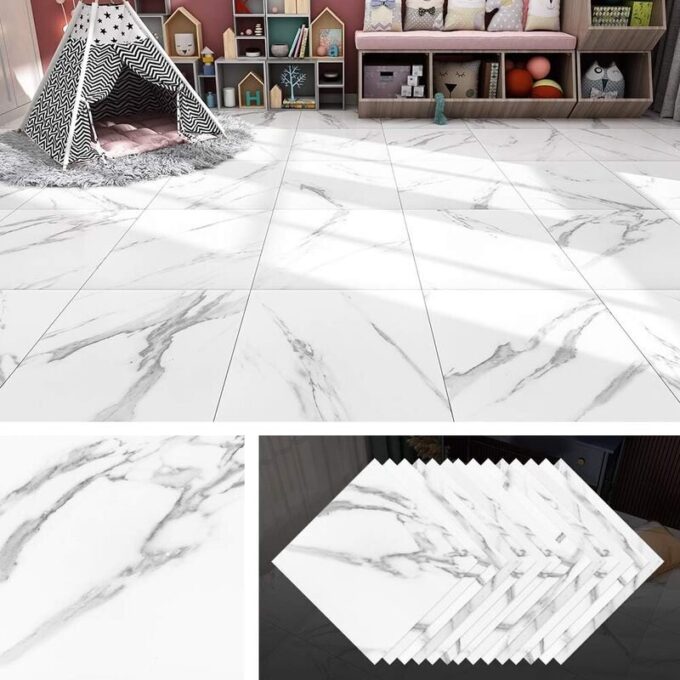 Azulejo adhesivo 60 x 60 blanco marmolizado pegatina decorativa FK23D-251
