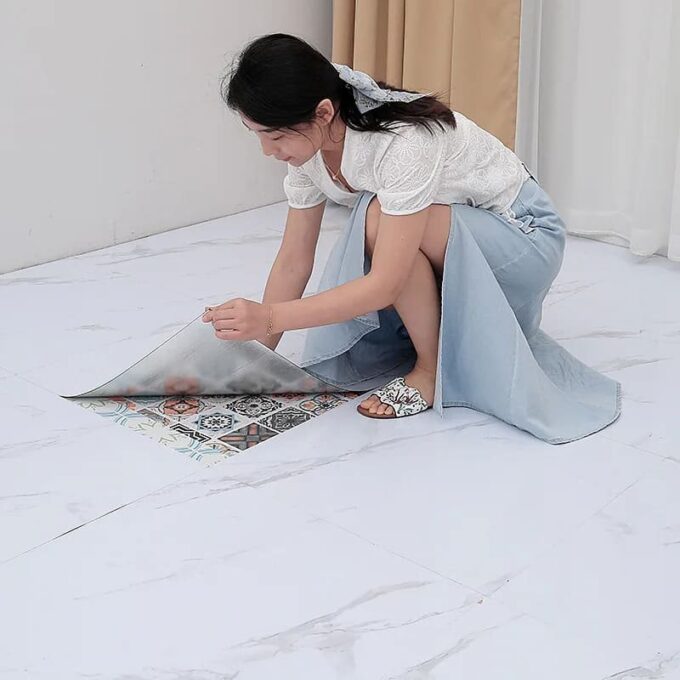 Azulejo adhesivo 60 x 60 blanco satinado pegatina decorativa FK23D-249
