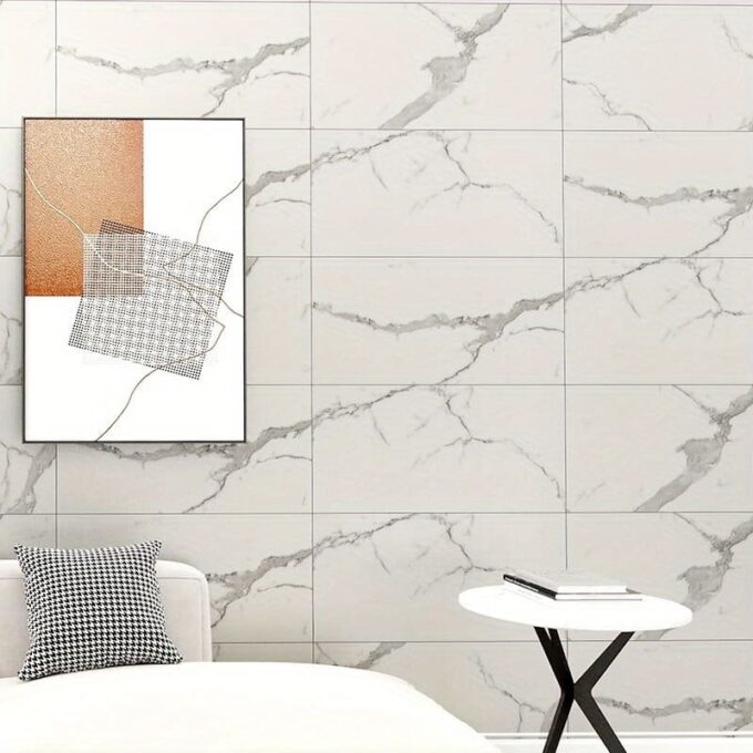 Azulejo adhesivo 90 x 60 blanco marmolizado pegatina decorativa 1PCS FK23D-258