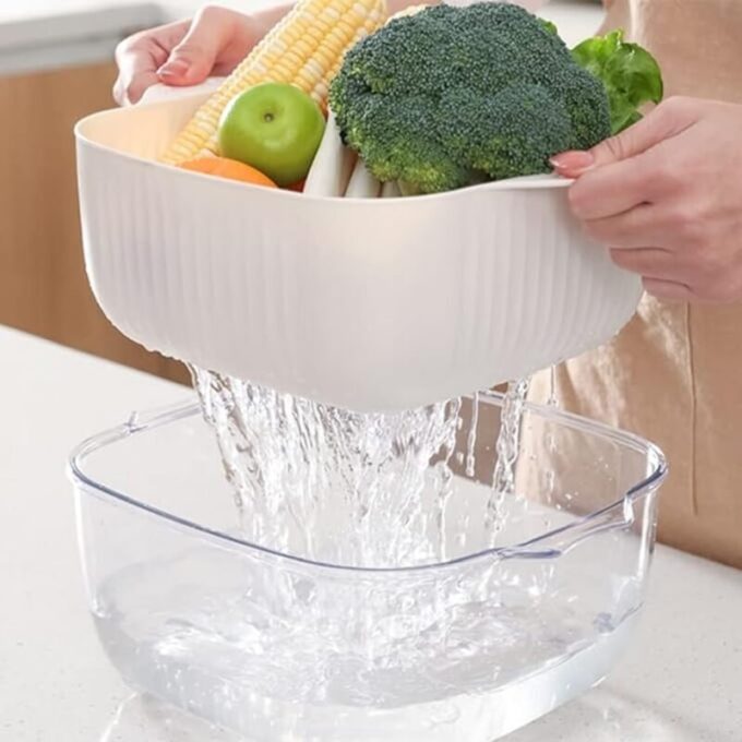 Cesta con escurridor para alimentos tazon de cocina con drenaje FK23D-201