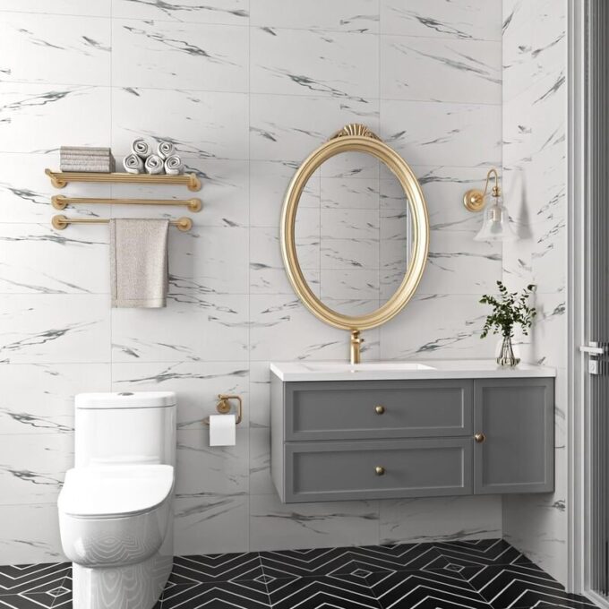 Azulejo adhesivo 60 x 30 blanco marmolizado pegatina decorativa FK23D-244
