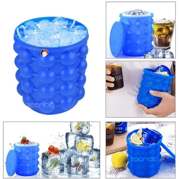 Hielera portátil siliconada con moldes para hielo FK23D-101A