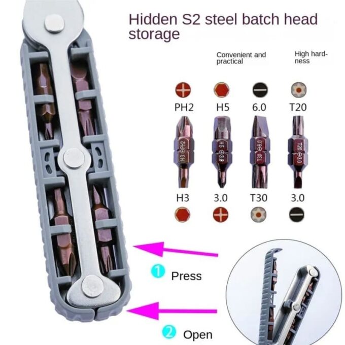 Kit de destornilladores de trinquete reparador de brocas FK23D-142