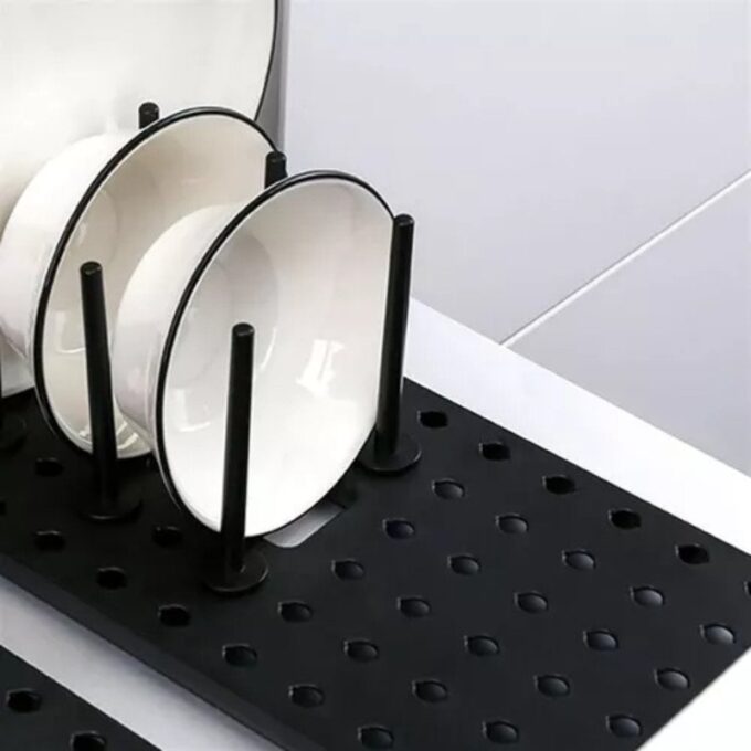 Escurridor retráctil de cocina bandeja organizadora con espacio para loza ollas y vasos FK23D-285