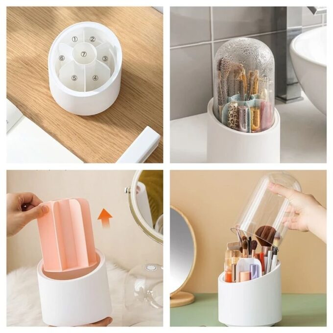 Organizador de maquillaje giratorio multifuncional con tapa FK23D-38