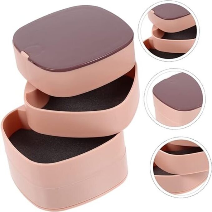 Joyero giratorio multifuncional con espejo almacenador accesorios portatil FK23D-42