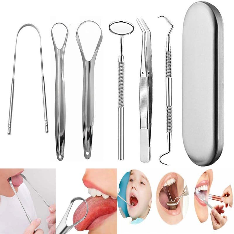 Kit dental limpieza oral en acero set de 6 accesorios Fk16-23kit