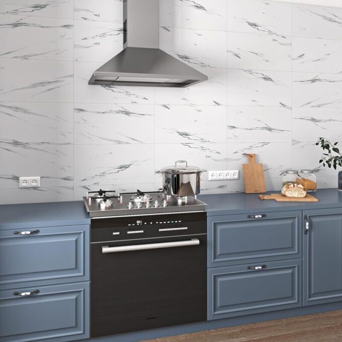 Azulejo adhesivo 60 x 30 blanco marmolizado pegatina decorativa FK23D-244