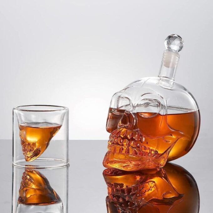 Whiskera de calavera decantador licorera craneo + 4 vasos FK23B-65