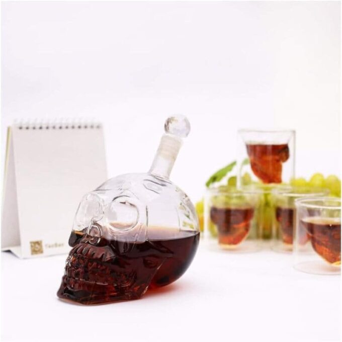 Whiskera de calavera decantador licorera craneo + 4 vasos FK23B-65