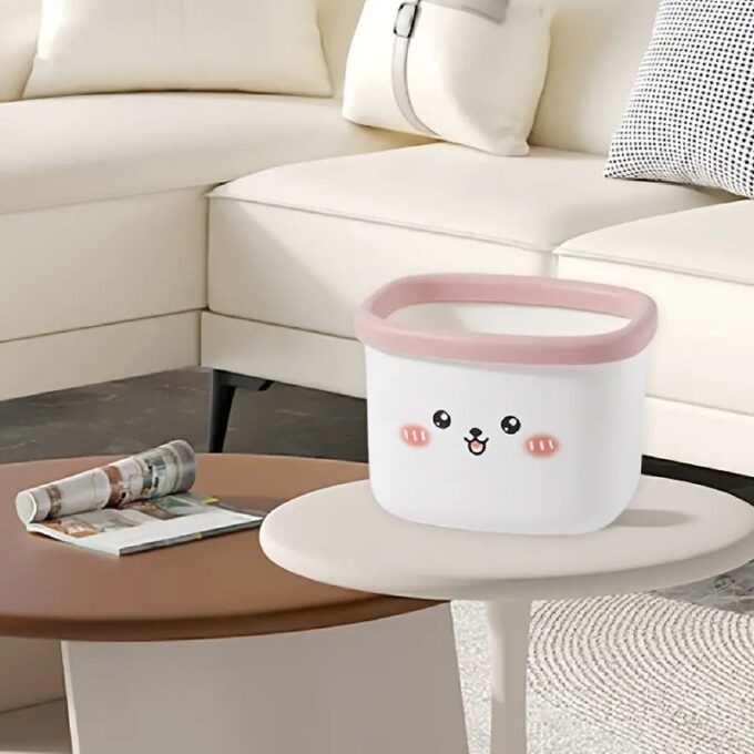Mini basurera de escritorio con tapa giratoria decorativo cubo de almacenamiento FK23D-226