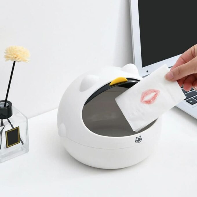 Mini basurera de escritorio con tapa decorativo cubo de almacenamiento FK23D-210