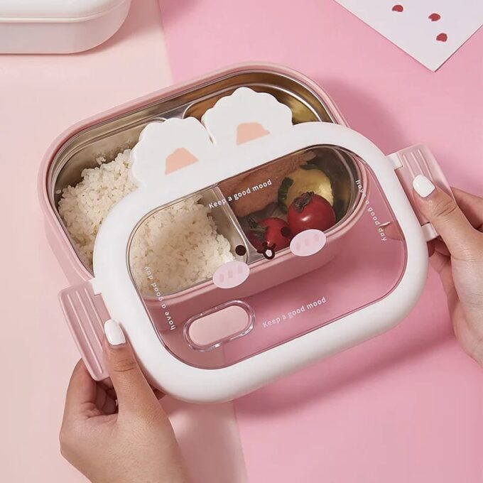 Portacomida con divisiones termicas de acero lonchera conejo alimentos FK23D-213
