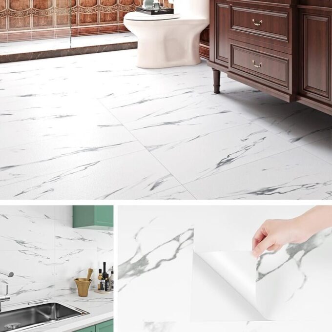 Azulejo adhesivo 60 x 30 blanco marmolizado pegatina decorativa FK23D-244