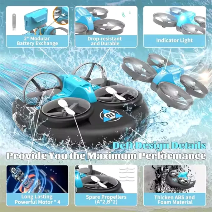 Drone Aéreo Acuático Terrestre 3 En 1 Con Control Remoto H10