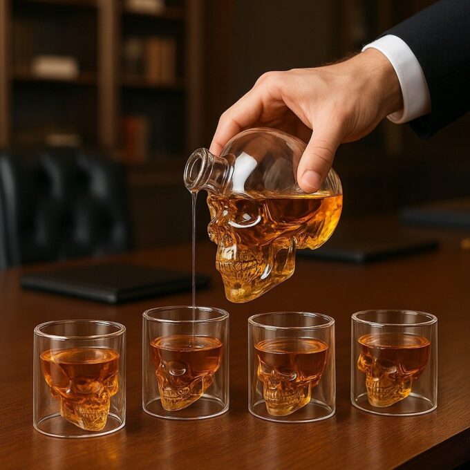Whiskera de calavera decantador licorera craneo + 4 vasos FK23B-65