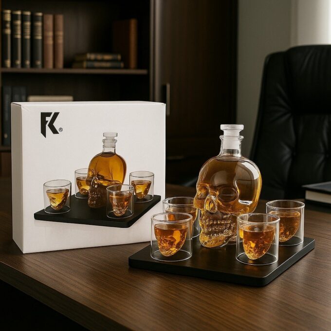 Whiskera de calavera decantador licorera craneo + 4 vasos FK23B-65