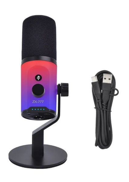 Microfono de escritorio dinámico RGB USB/XLR para podcasting, grabación, juegos y transmisión en vivo