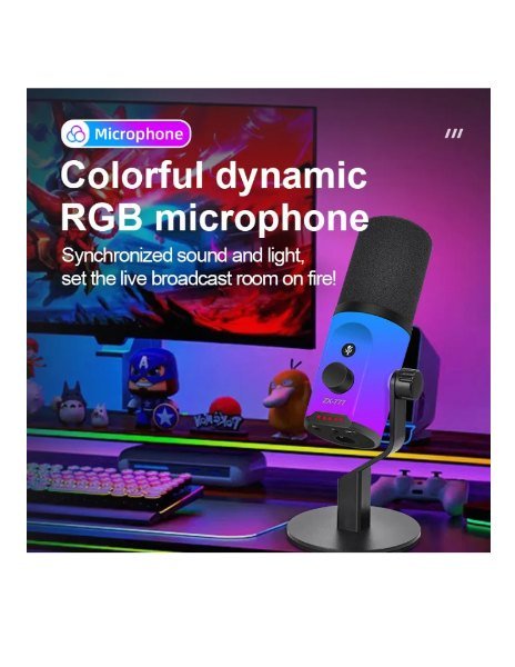 Microfono de escritorio dinámico RGB USB/XLR para podcasting, grabación, juegos y transmisión en vivo