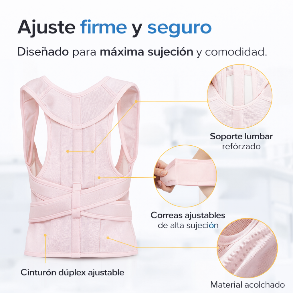 Corrector De Espalda Para Mujer Ajustable Rosado Soporte Lumbar FK17-ORT115
