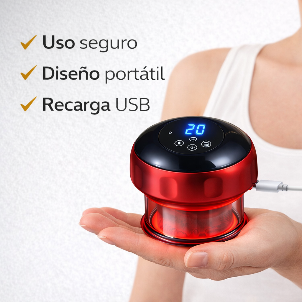 Masajeador De Ventosas Terapia De Succión Con Calor Pantalla Digital FK17-MDK105