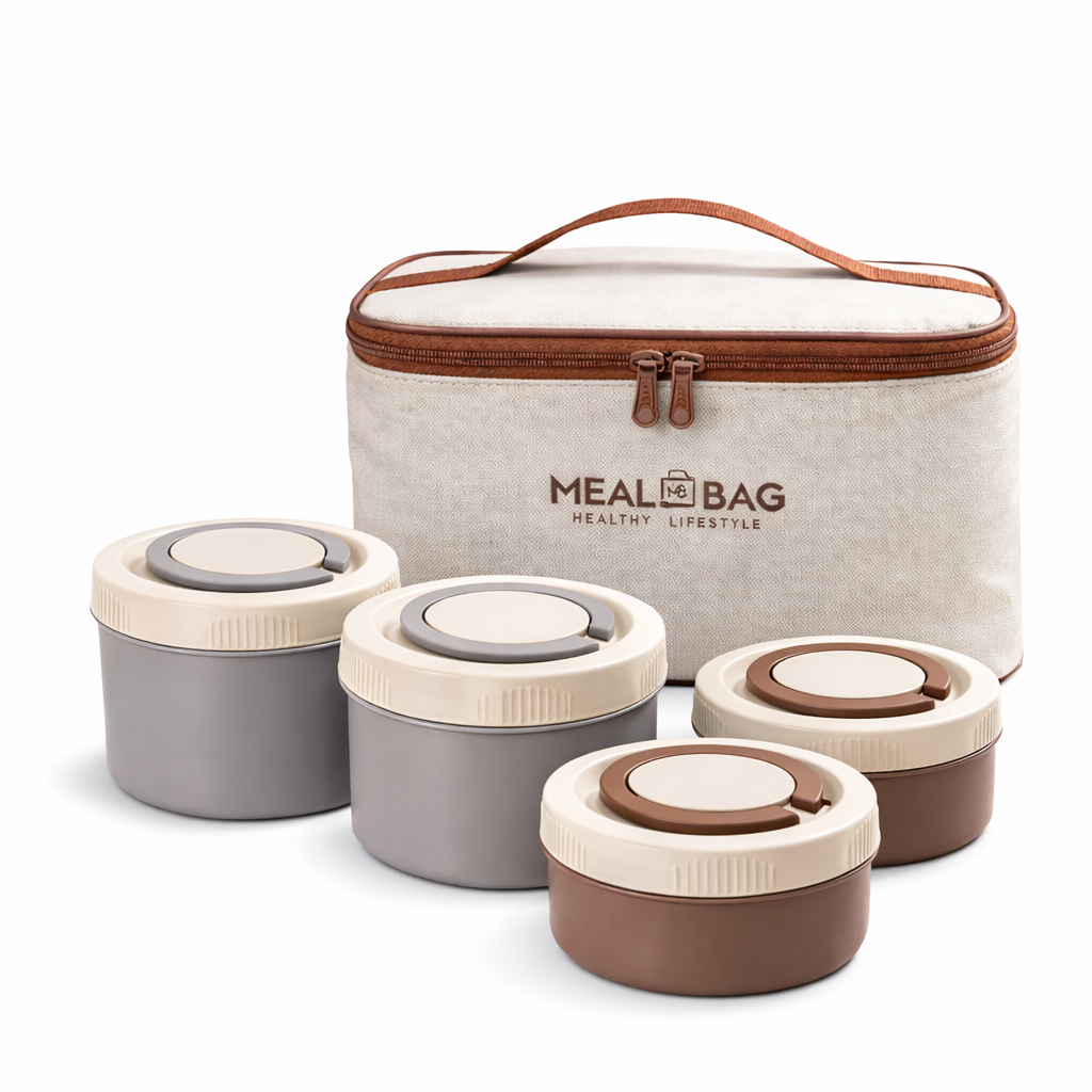 Lonchera Térmica con 4 Recipientes Herméticos Mantiene Comida Caliente y FK17-X4