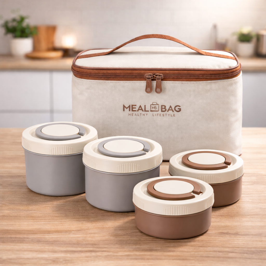 Lonchera Térmica con 4 Recipientes Herméticos Mantiene Comida Caliente y FK17-X4