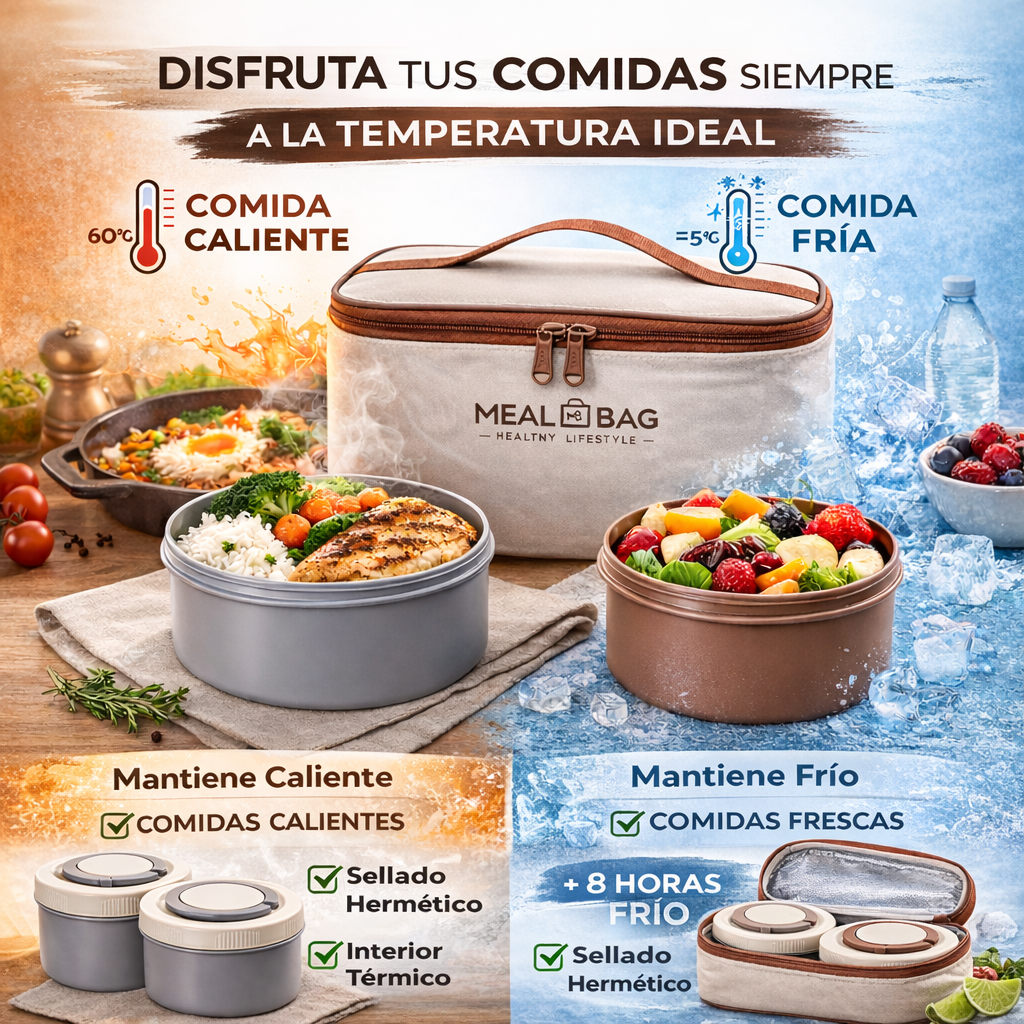 Lonchera Térmica con 4 Recipientes Herméticos Mantiene Comida Caliente y FK17-X4