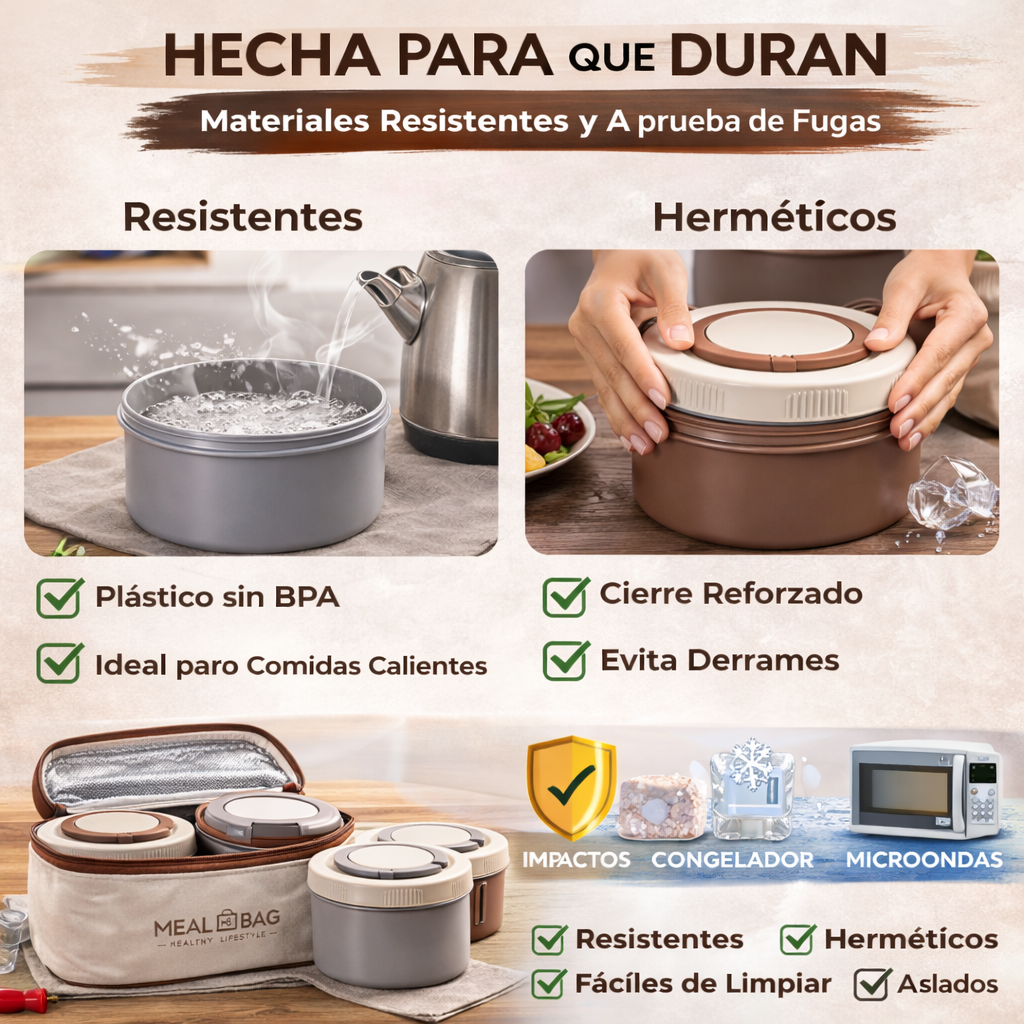 Lonchera Térmica con 4 Recipientes Herméticos Mantiene Comida Caliente y FK17-X4