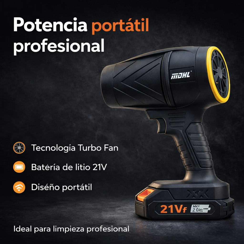 Soplador Aire Inalámbrico 21V Turbo Alta Potencia 2 Baterías FK17-MD2-8367